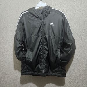 Adidas Gray Insulated Lightweight Hooded Jacket Camo Green Color